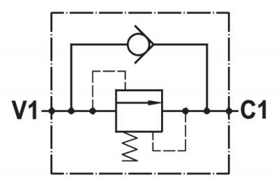 Direct acting, sequence valve, fixed setting, line mounted