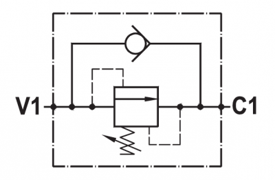 Direct acting, sequence valve, adjustable setting, line mounted