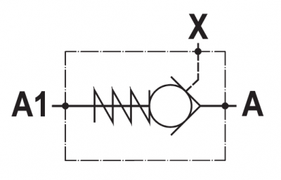 Single pilot operated check valve, line mounted