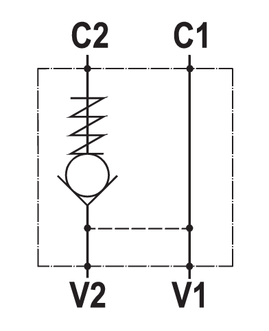 Single pilot operated check valve, line mounted