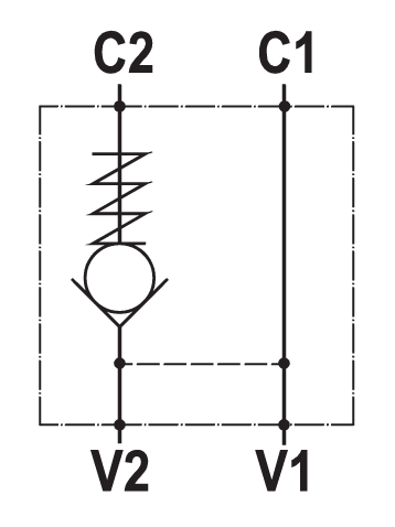 Single pilot operated check valve, line mounted