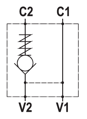 Single pilot operated check valve, gasket mounted