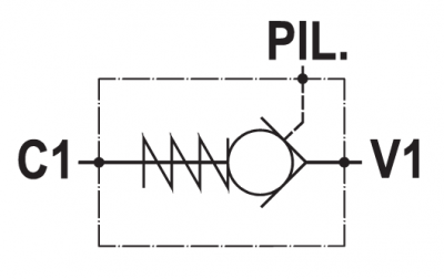 Single pilot operated check valve, drilled screw version