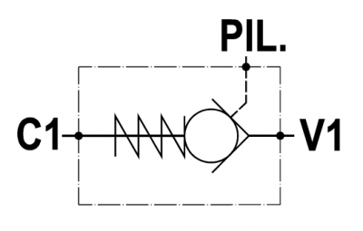 Single pilot operated check valve, cartridge version, SAE cavity