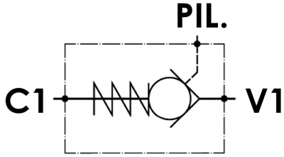 Single pilot operated check valve, cartridge version, metric cavity