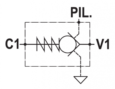 Single pilot operated check valve, fully balanced, line mounted 