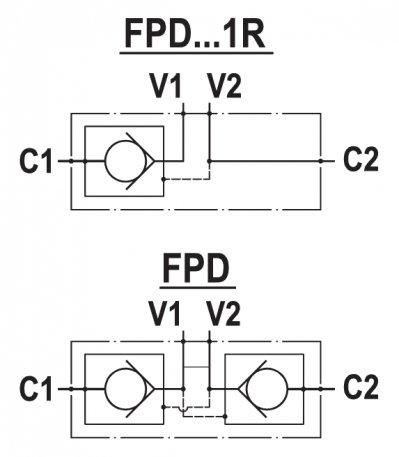 Double pilot operated check valve, line mounted