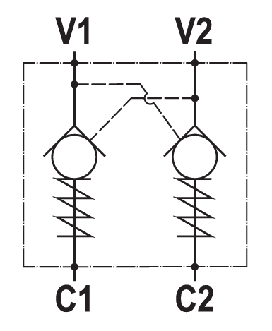 Double pilot operated check valve, gasket mounted