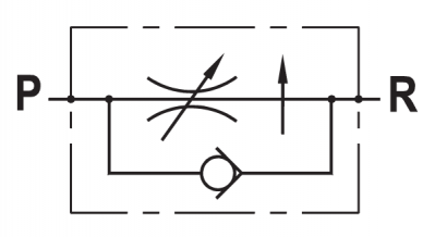 In line pressure compensated flow regulator, with free reverse flow