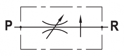 In line pressure compensated two-way flow regulator