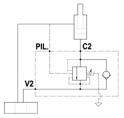 Fully balanced single overcenter valve, line mounted