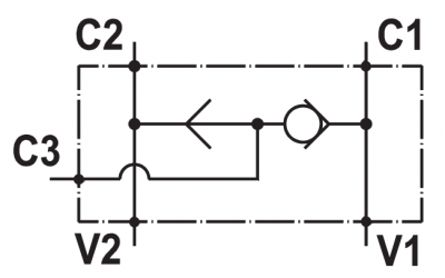 Shuttle valve, flangeable on Samhydraulik motors AG/BG/AR/BR/ARSR/MB series